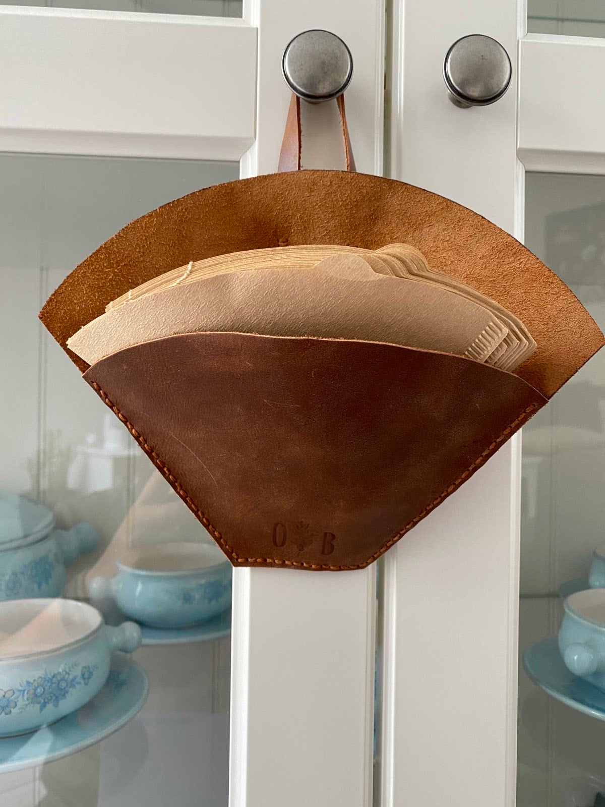 Coffee filter leather holder